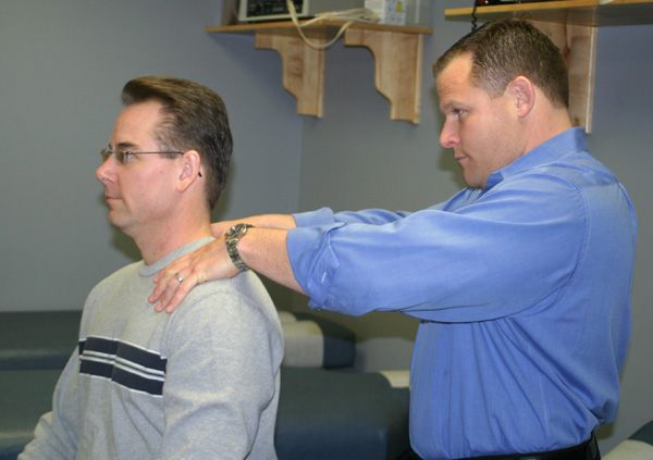 Shoulder Pain Dr. Nault Working on Patient with Shoulder Pain